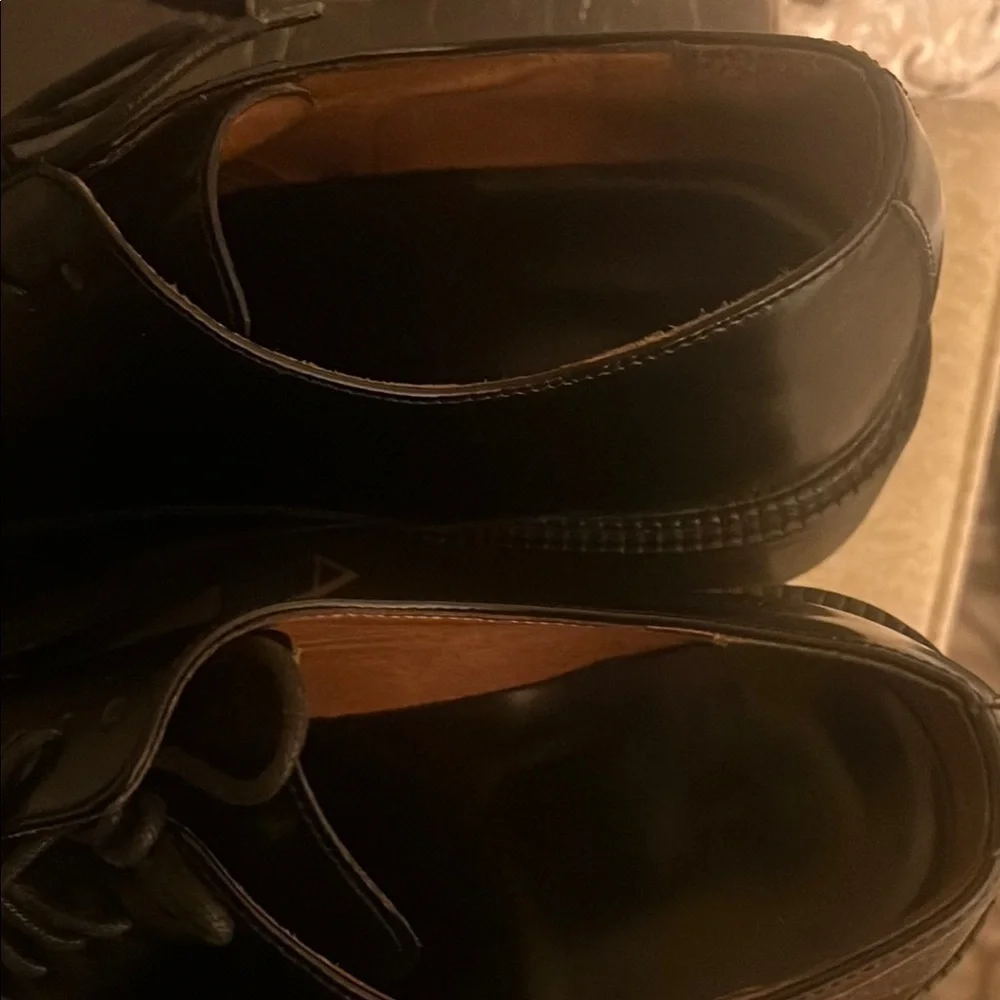 Banana Republic Oxford Black Leather Apron Round Toe Lace Up Shoes Italy